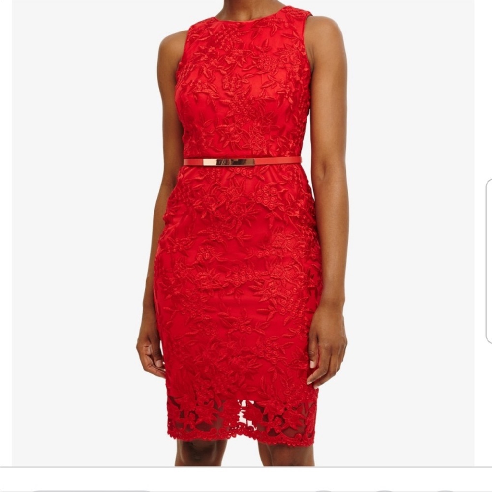 Phase Eight 🇬🇧 Red Lace Dress US8 /UK12 w/belt